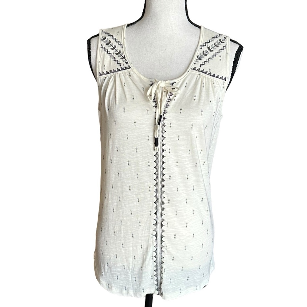 Eddie Bauer Women Sleeveless Cotton Blend‎ Tank Top Blouse Size M Embroidered